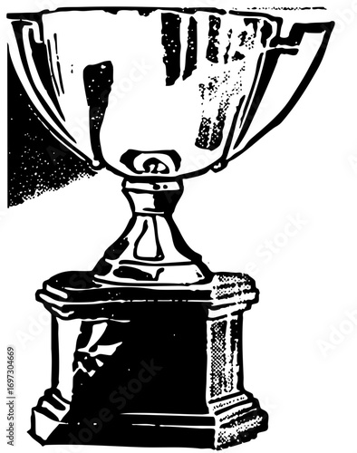 Vector Elegant trophy with detailed pedestal and handles.