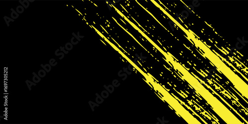 Yellow black brush stroke pattern car sticker, abstract banner, sporty lines, yellow black color combination, brush stroke pattern, grunge motorsport racing design, vector illustration, modern.
