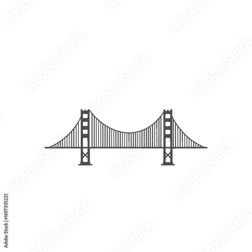 Golden gate bridge silhouette in black 