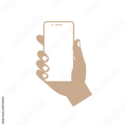 Hand holding a blank white smartphone screen for app promotion or mobile advertisement