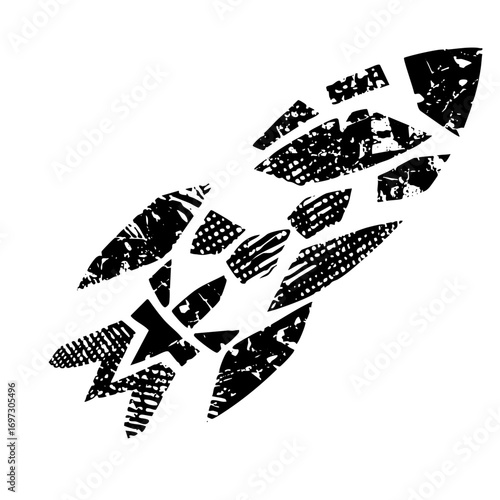 Vector Abstract ship with fragmented shapes.
