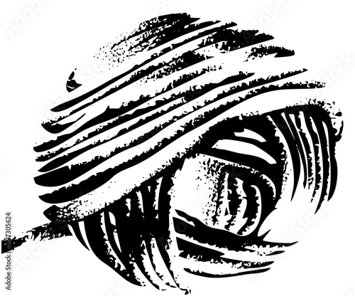 Vector Intense eye with stylized lashes and brow.