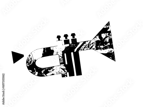 Vector Monochrome brass instrument with a stylized .