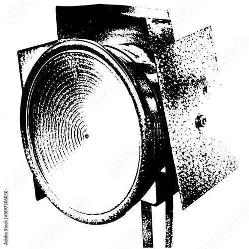 Vector Dramatic spotlight illuminates a vintage stage light.