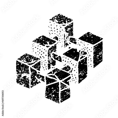 Vector Abstract isometric cubes construct a fragmented geometric .