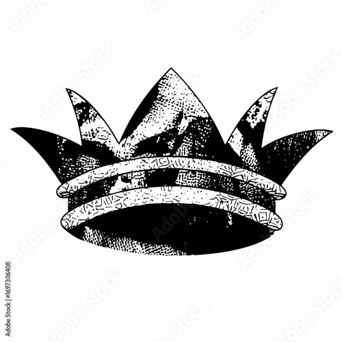 Vector Detailed black and white crown with textured fill.