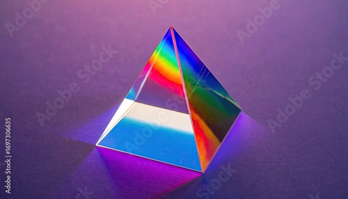 Rainbow Prism Triangle on Purple Background