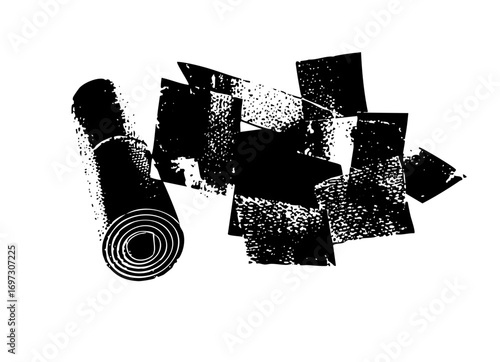 Vector Abstract fragmented shapes with a rolled element .