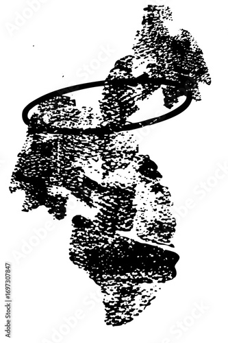 Vector Astronaut figure orbits a circular ring in a stylized .