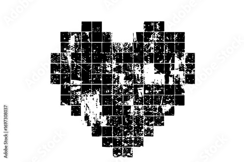 Vector Pixelated heart composed of black squares.