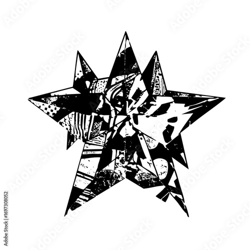 Vector Abstract distressed star with chaotic internal .