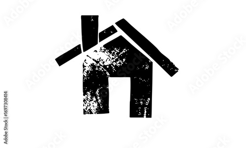 Vector Abstract house with distressed texture.