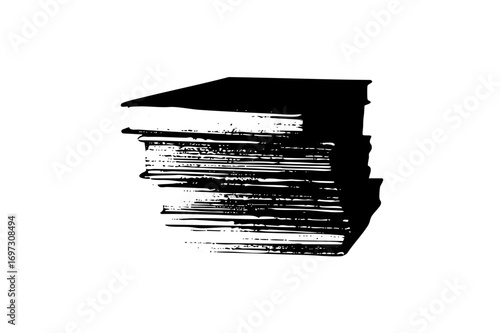 Vector Bold black brushstroke with textured lines.
