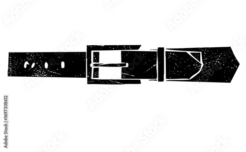 Vector Black leather belt with a square buckle.