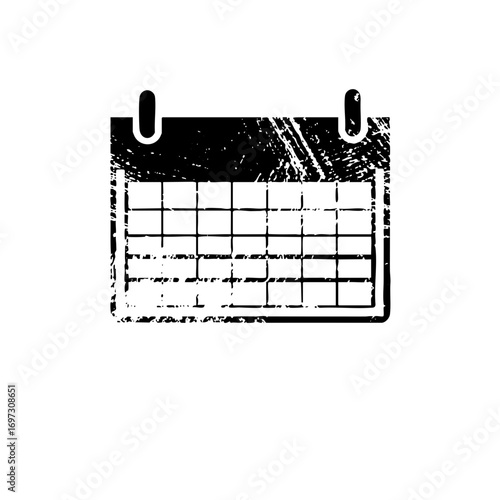 Vector Monochrome calendar with hanging loops displays a grid layout.
