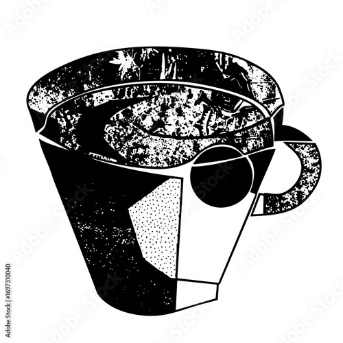 Vector Abstract bull head formed from a teacup .