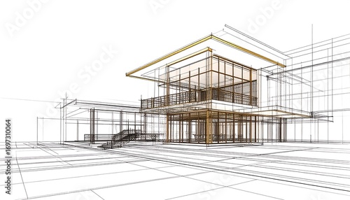 Architectural sketch of a modern house