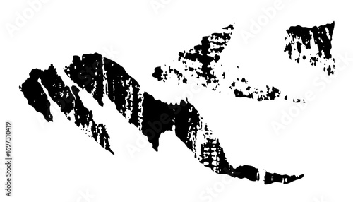 Vector Abstract black landform depicts a rugged winding coastline.