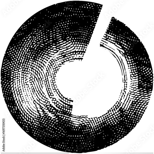 Vector Abstract circular features a textured fragmented ring .