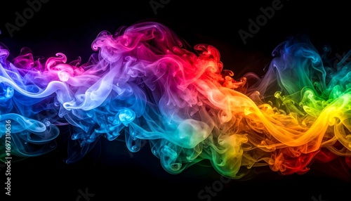 Abstract rainbow smoke on black background