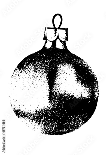 Vector Festive ornament features a speckled spherical .