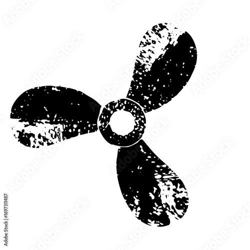Vector Black propeller with distressed texture.