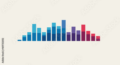 A vibrant flat design vector illustration showcasing an abstract digital sound wave equalizer, representing audio frequencies and music visualization