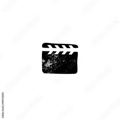 Vector Black film slate with jagged edges represents cinema and filmmaking.