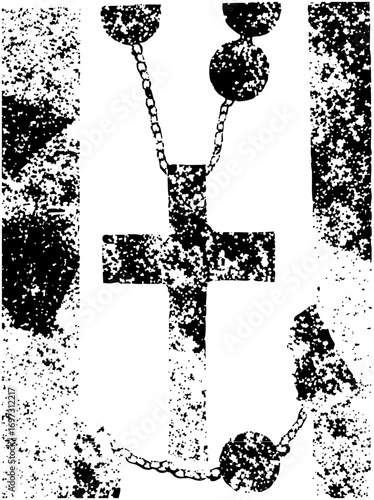 Vector Abstract cross with chained spheres .