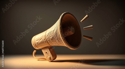 Wooden Megaphone Announcement.
