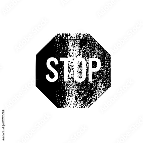 Vector Distressed octagon sign with prominent white text reading STOP.