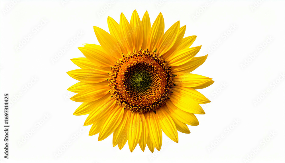 Fototapeta premium Close-up of a vibrant sunflower against a plain white background.