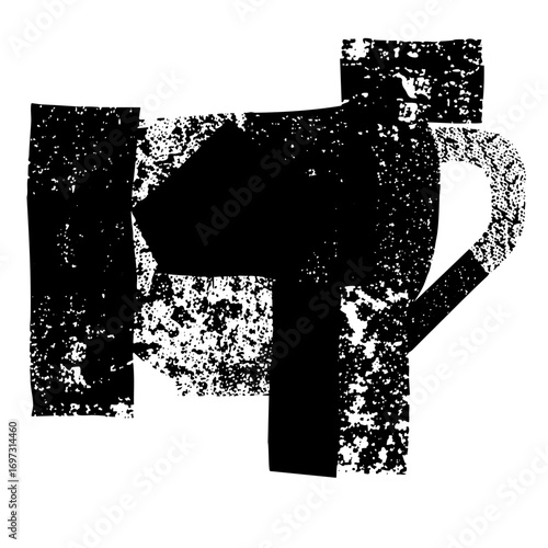 Vector Abstract teacup with distressed texture.