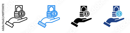 Pay icon set multiple style collection