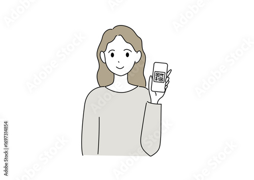 スマホでQRコードを表示している女性