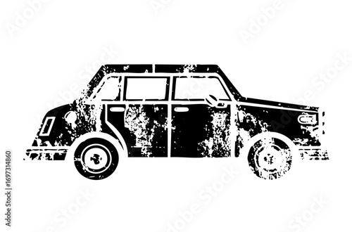 Vector Distressed monochrome of a classic automobile.