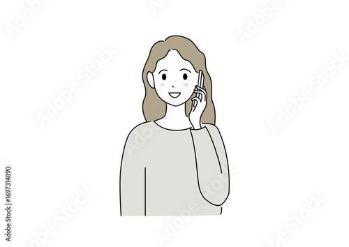 スマートフォンで電話をしている女性 スマホ