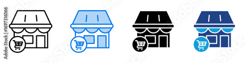 Shop icon set multiple style collection