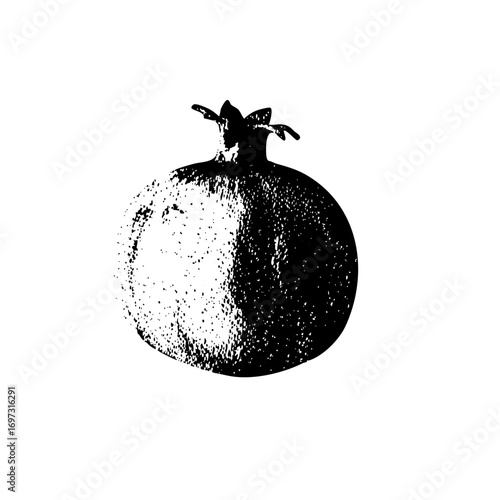 Vector Monochrome pomegranate with crown detail.