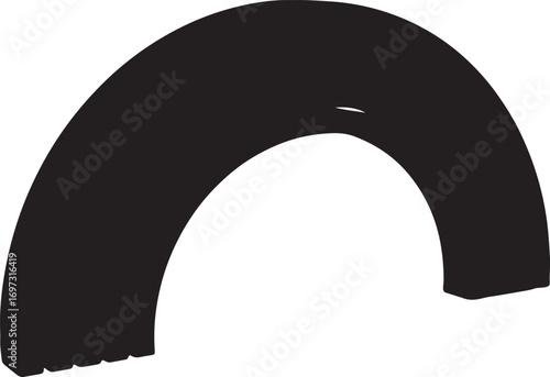 Abstract Black Rubber Tire Tread Corner Isolated on White Background