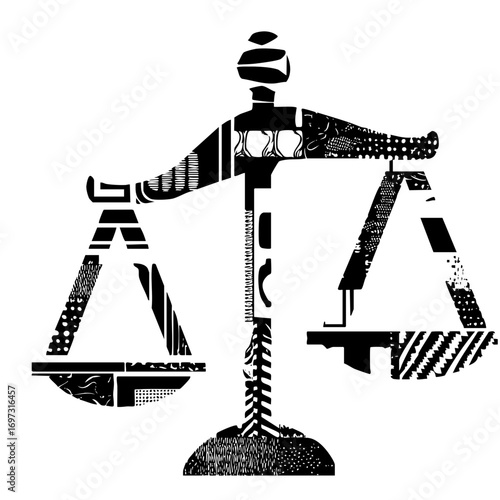 Vector Abstract justice scales with geometric shapes.