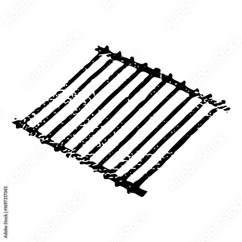 Vector Black grill grate with parallel bars.