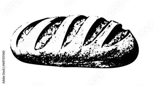 Vector Rustic loaf of bread with textured crust.