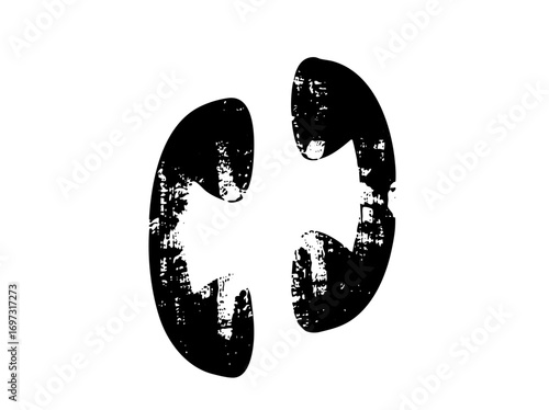 Vector Abstract recycling symbol with distressed texture.