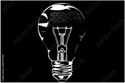Vector Detailed of a lightbulb with internal components.