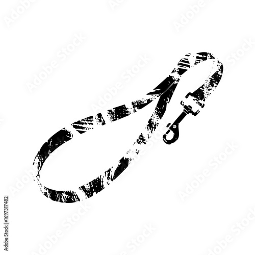 Vector Black vector of a dog leash with a metal clasp.