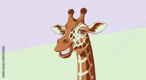 Cartoon Giraffe Head Illustration for Children's Books, Educational Materials, and Decorative Prints for Nursery, Playroom, and Animal-Themed Creative Projects