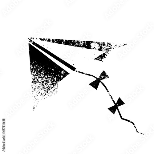 Vector Black paper airplane with kite tail .