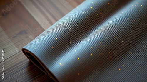 Yoga Mat on Wooden Floor.