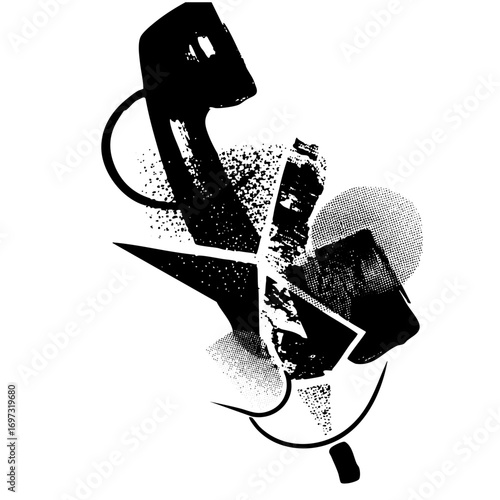 Vector Abstract telephone receiver and geometric shapes composition.